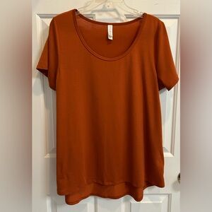 Lularoe Pumpkin Orange Hi-low Hem Short Sleeve Tunic - M - EUC